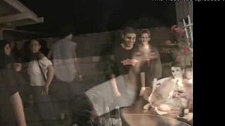 Hot Blonde Threesome in Public