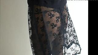 Sexy brunette shines in sheer pantyhose