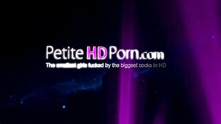 Small girl GOES WILD in HARDCORE action with a shaved pussy