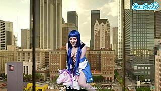 Lizzie Love as Hinata Hyuga rides Sybian to orgasm.