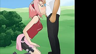 Sakura Haruno performs super deepthroat in Naruto
