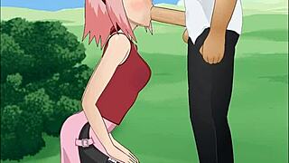 Sakura Haruno performs super deepthroat in Naruto