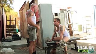 Damn! Trailertrashboys Lance Charger barebacks Timothy Drake with raw power in the outdoors!