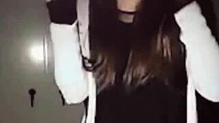 Cute japanese ladyboy exposes beautiful ass outdoors