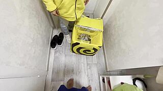 food delivery girl forgot my rolls, so she offered doggystyle sex instead