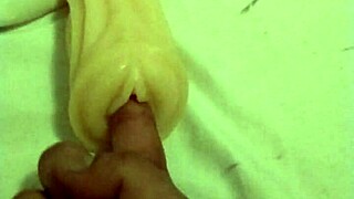 i'm playin with this artificial pussy, fingerin my ass and tits, oh god.