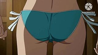 Satsuki Momoi's big boobs bounce during hot spring and hentai scenes