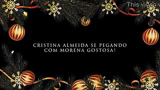 blonde and brunette hotties hook up in christmas special cristina almeida first time