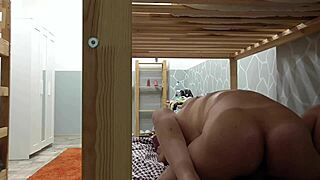 hot blonde babe sugar lya in dorm gives roommate footjob and blowjob till cum