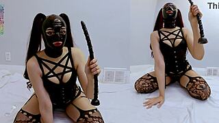 Goth Slut Gags On Long Dildo And Makes A Mess