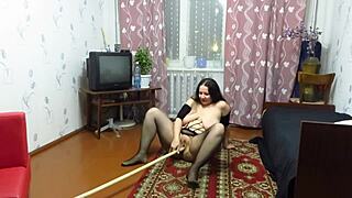 Curvy BBW MILF Masturbates with Unusual Objects at Home