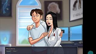 Asian teacher teases with tickling pussy in college roleplay fun