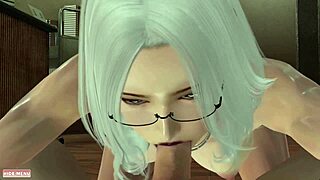 Big-boobed girl enjoys sucking and playing with big dicks in 3D cartoon.