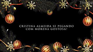 blonde and brunette hotties hook up in christmas special cristina almeida first time