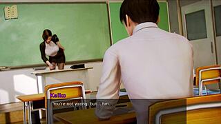 Exploring the academy in this anime hentai game adventure