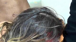 I caught my wife with a young guy in our bed, joined for anal and DP.