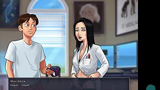 Asian teacher teases with tickling pussy in college roleplay fun