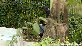 slutty teen girl caught sucking stranger’s cock on public czech street.