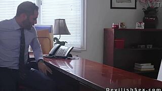 hot brunette babe rides dean hard in office affair