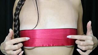 teen 18 plays with her puffy nipples in solo fetish, reaching orgasm.