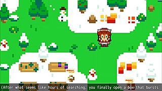 anime parody girl covered in cum on snowy christmas outdoor scene