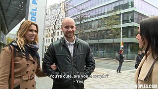 Amazing busty teen and bf score cash for wild public banging