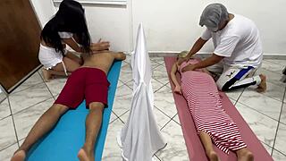 I Bang Hot Masseuse Next to My Wife in Massage Salon!