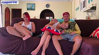 he creampied her right next to his girlfriend while she’s glued to the tv