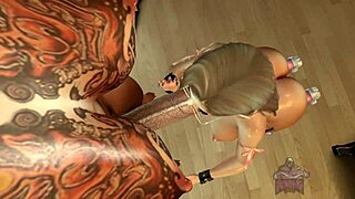 Velký trans pták mlátí tu šťavnatou prdel silou