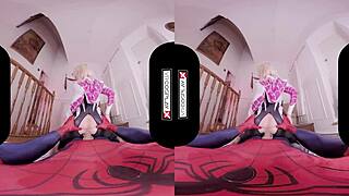 Spider gwen blows your mind with her mouth and pussy, doesn't she?