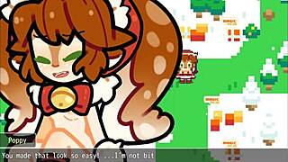 anime parody girl covered in cum on snowy christmas outdoor scene