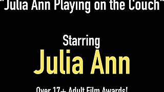 Gorgeous cougar Julia Ann fingers her pussy in stockings