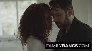 white stepdad unloads on black stepdaughter Scarlit Scandal’s mouth