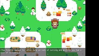 anime parody girl covered in cum on snowy christmas outdoor scene