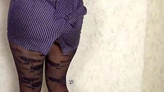 hey, check out my teen step sister in pantyhose giving a thighjob