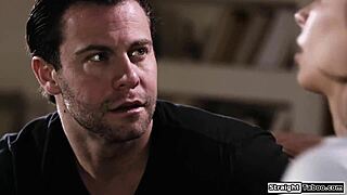 Ebony slut bent over for proper lashing with big cock