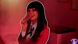 4K Kakegurui Mary Licks Yumeko's Pussy, Toys Her With Dildo, Creampies In Cosplay Fucking