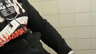 i'm feeling the adrenaline rush in the gym bathroom with these hot guys, all see-through and public, amateurs everywhere