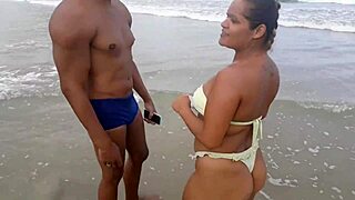 paty bumbum's big ass and tattooed pussy suck monster cock on beach