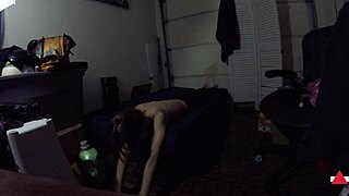 spandex fetish girl in tight costume grinding topless