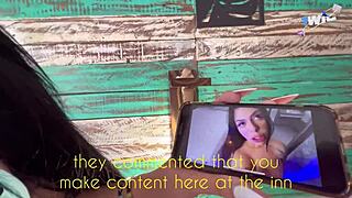 morena gostosa bent over for blowjob and riding stranger's big tits pussy in outdoor pousada fetish