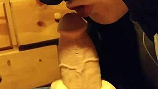 sucking daddy's cock with deep emotional intensity and passion