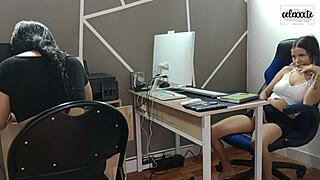 hey, wanna join us for taboo lesbian office sex update?