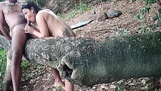 i bang outdoors almost caught, got a delicious cumshot in public