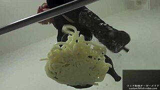 foodcrush fetish stomping noodles in shoes