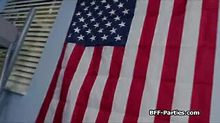 Cock Sharing in Female Barracks Foursome