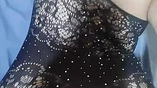 danielita in black leggings on all fours, looking sexy