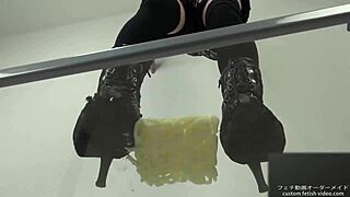 foodcrush fetish stomping noodles in shoes