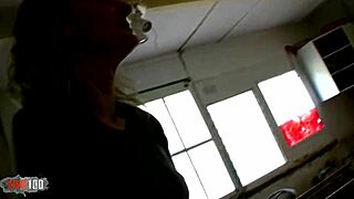 Skinny French Blonde Milf Fucked in Ass for Cash in Warehouse