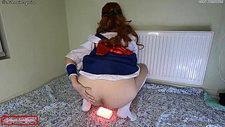 Otaku chica moans loud in anime-style cosplay jerk-off clip